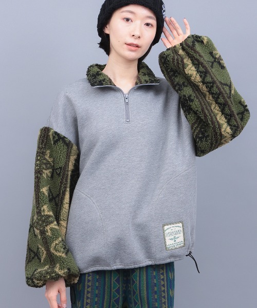 チチカカ（TITICACA） tシャツ 裏起毛xボアスリーブハーフジッププル