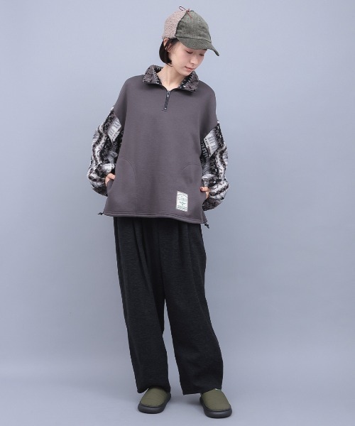 チチカカ（TITICACA） tシャツ 裏起毛xボアスリーブハーフジッププル