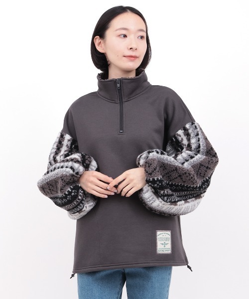チチカカ（TITICACA） トレーナー スウェット 裏起毛xボアスリーブ