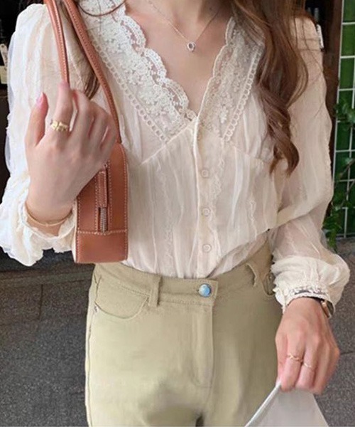 「SONA」 「Gumimon」長袖ブラウス FREE アイボリー レディース_画像4