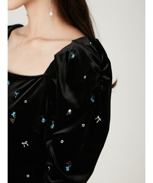 新品未使用FRAY I.D ベロアナローワンピース　ブラック FRAY I.D（フレイ・アイディー） ワンピース ベロアナローワンピース