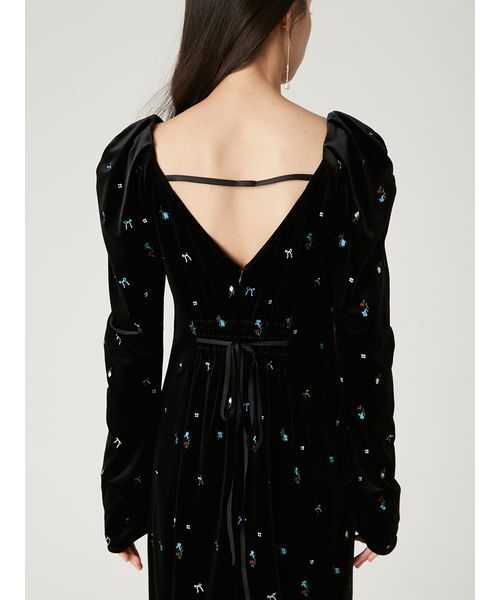 FRAY I.D（フレイ・アイディー） ワンピース ベロアナローワンピース