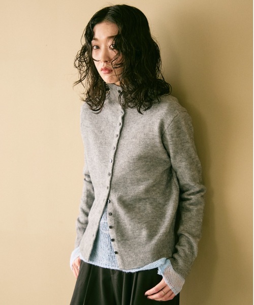 カーディガン Square button high-neck knit / スクエアボタン