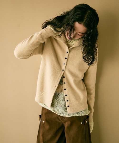 カーディガン Square button high-neck knit / スクエアボタン