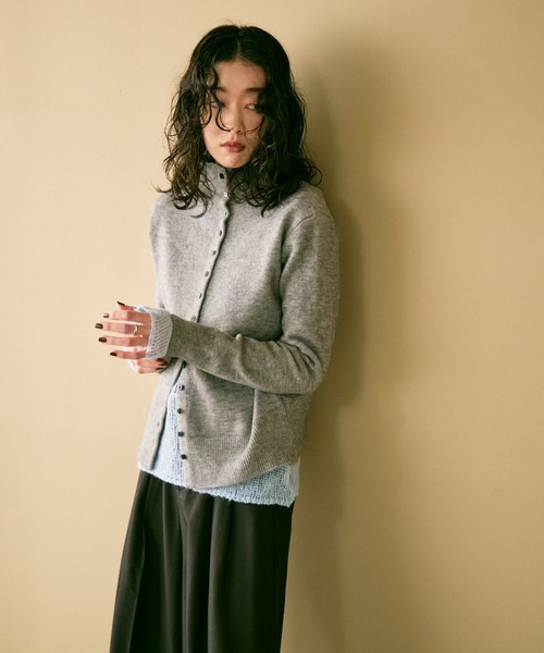 カーディガン Square button high-neck knit / スクエアボタン