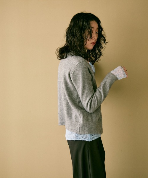 カーディガン Square button high-neck knit / スクエアボタン