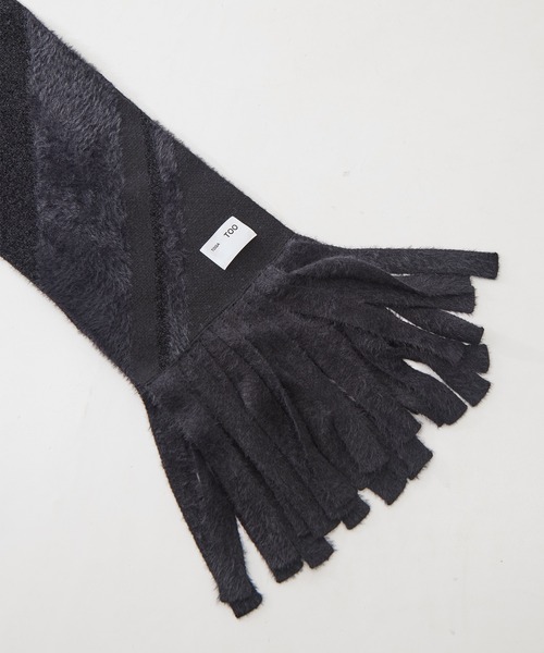 【完売品】TOGA VIRILIS Knit scarf black マフラー WILLFULLY - coarse knit cable fringe muffler / フリンジケーブル