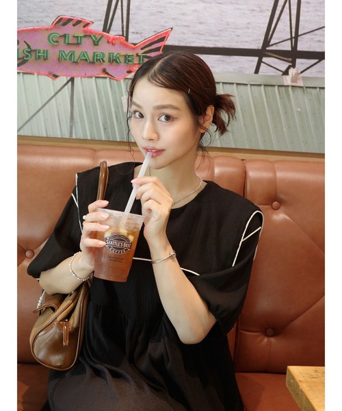 「JUMELLE」 半袖ワンピース FREE ブラック レディース_画像5