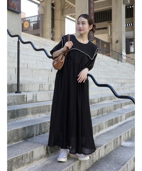 「JUMELLE」 半袖ワンピース FREE ブラック レディース_画像6