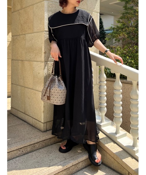 「JUMELLE」 半袖ワンピース FREE ブラック レディース_画像7