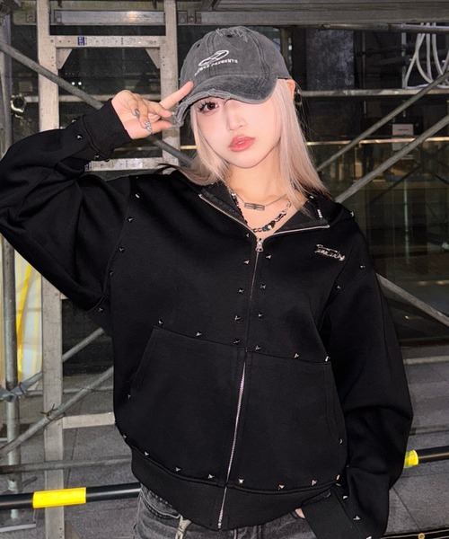 KsG パーカー スクエアスタッズラインパーカー レディース メンズ