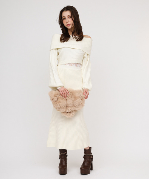 オフショルウエストレースニットマーメイドワンピース　ロイヤルパーティー ROYAL PARTY（ロイヤルパーティー） ワンピース オフショルウエスト