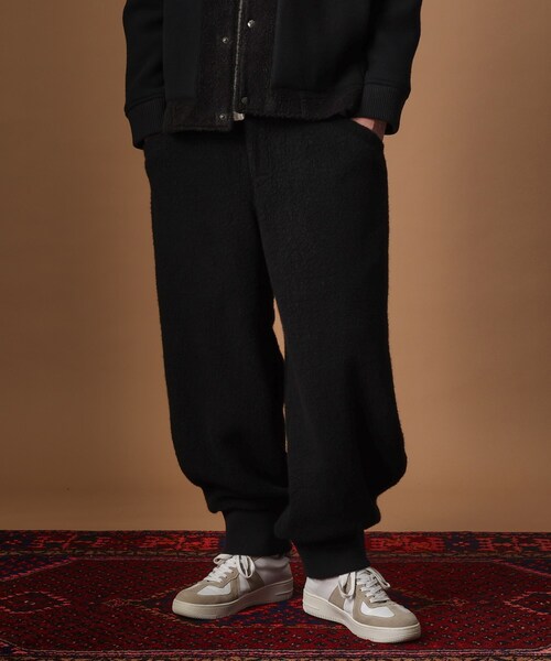 イギリス製 BOOHOOMAN ニットパンツ ブラック(メンズ XL)中古 古着 X6143 40CARATS&525 BY TAKEO KIKUCHI ワイドパンツ パンツ ウール混パイル