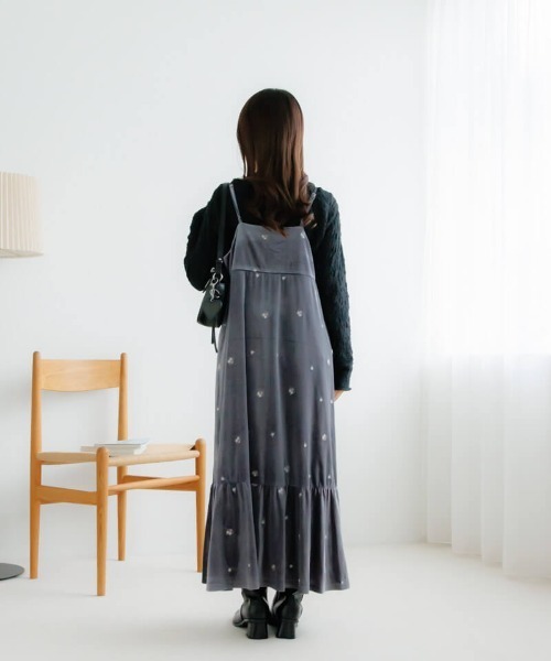 flower ワンピース ベロアエンブロイダリーワンピース : ZOZOTOWN