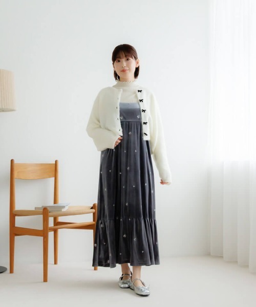 flower ワンピース ベロアエンブロイダリーワンピース : ZOZOTOWN