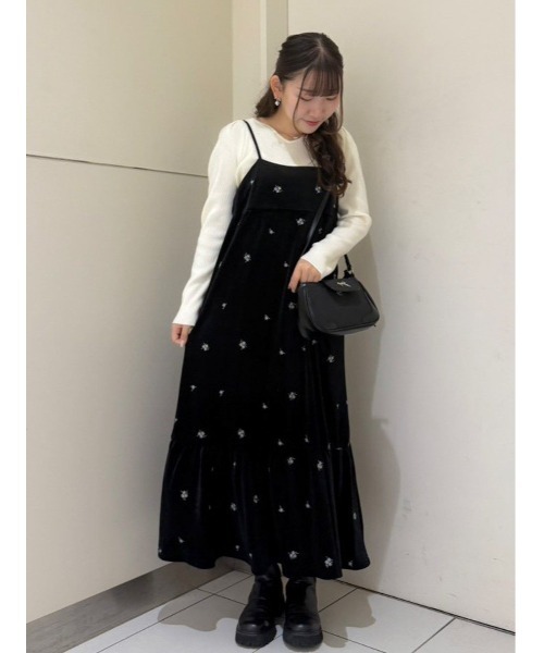 flower ワンピース ベロアエンブロイダリーワンピース : ZOZOTOWN