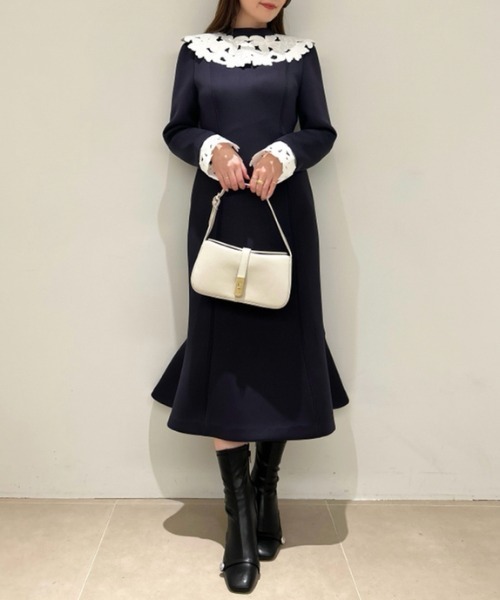 CELFORD ネイビー ロングワンピース 36 CELFORD（セルフォード） 長袖ワンピース 36 ネイビー レディース