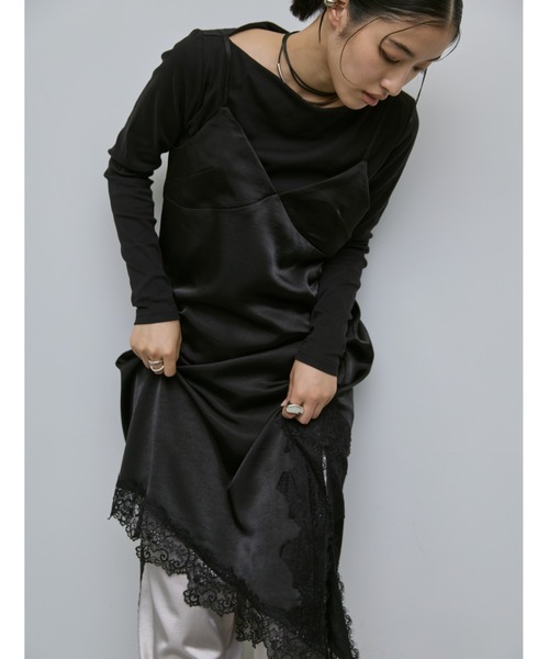 AIC. ワンピース アシンメトリーレースサテンワンピース : ZOZOTOWN