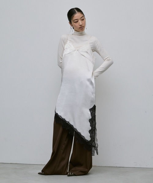 aoi様ワンピース35〜45 AIC. ワンピース アシンメトリーレースサテンワンピース : ZOZOTOWN