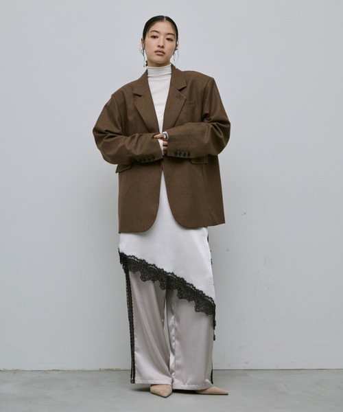 AIC. ワンピース アシンメトリーレースサテンワンピース : ZOZOTOWN