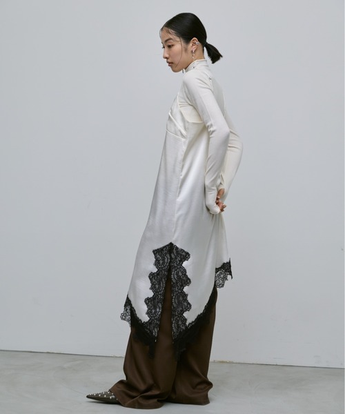 AIC. ワンピース アシンメトリーレースサテンワンピース : ZOZOTOWN