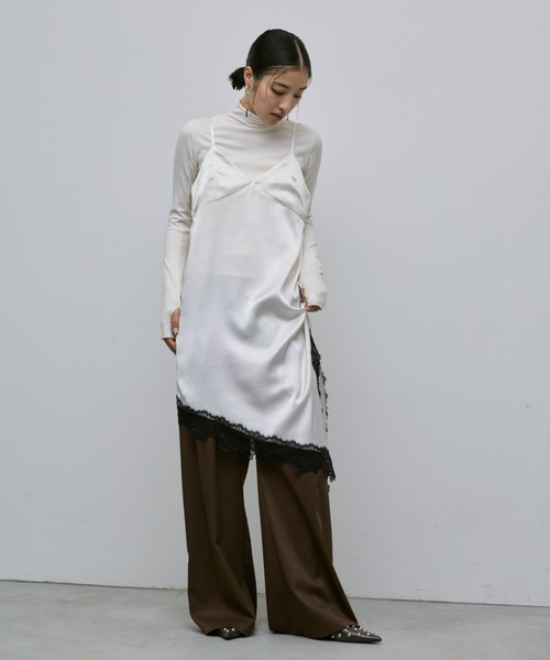 AIC. ワンピース アシンメトリーレースサテンワンピース : ZOZOTOWN