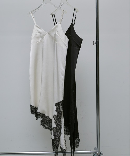 AIC. ワンピース アシンメトリーレースサテンワンピース : ZOZOTOWN