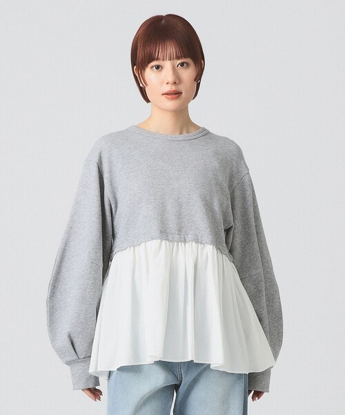 Ray BEAMS（レイ ビームス） トレーナー スウェット ギャザー キリカエ