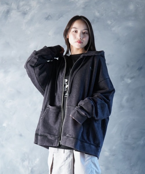 MEDUZA Hoodie パーカー ブラック NOIZY パーカー Threads Zip-Up Pigment Hoodie メンズ レディース