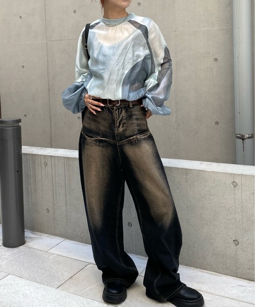 「Six M」 長袖ブラウス FREE グレー レディース_画像9