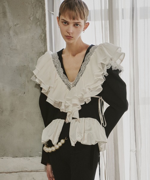 LA BELLE ETUDE（ラベルエチュード） つけ襟 付け襟 レースVネック