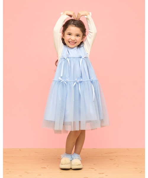 ワンピース ふんわりチュールティアードワンピース キッズ 子供服