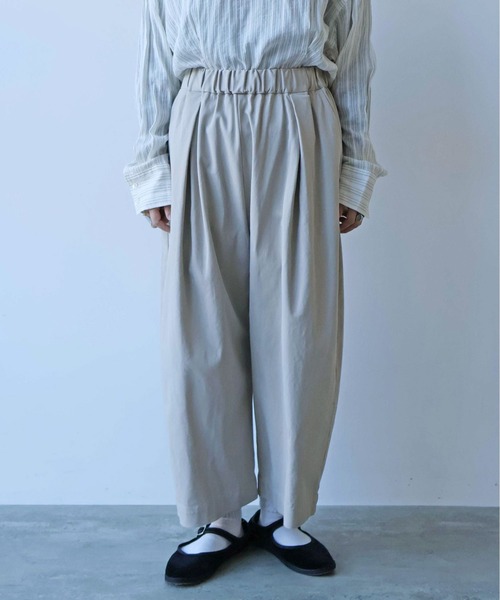 yuni パンツ 60/2強撚twill ゴムタックパンツ 1701PT021261 レディース