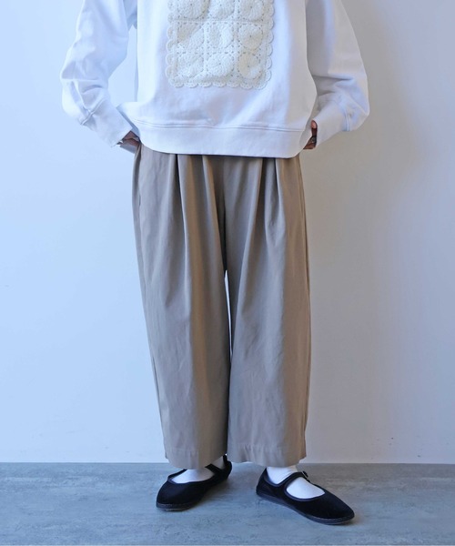yuni パンツ 60/2強撚twill ゴムタックパンツ 1701PT021261 レディース