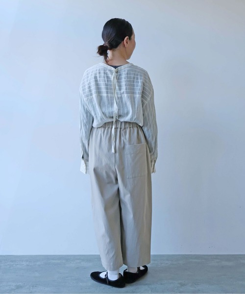 yuni ワイドパンツ パンツ 60/2強撚twill ゴムタックパンツ