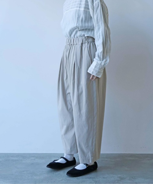 yuni ワイドパンツ パンツ 60/2強撚twill ゴムタックパンツ