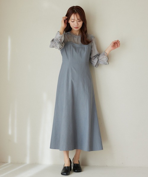 「mysty woman」 ドッキングワンピース FREE ブラック レディース_画像3