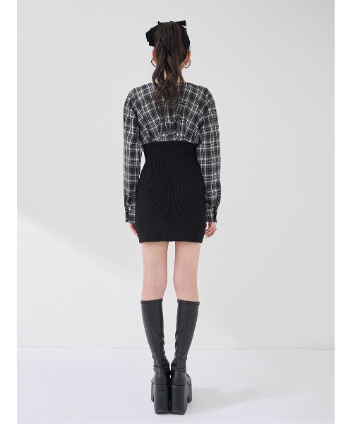 Darich（ダーリッチ） ワンピース カシュクールチェックタイトニット