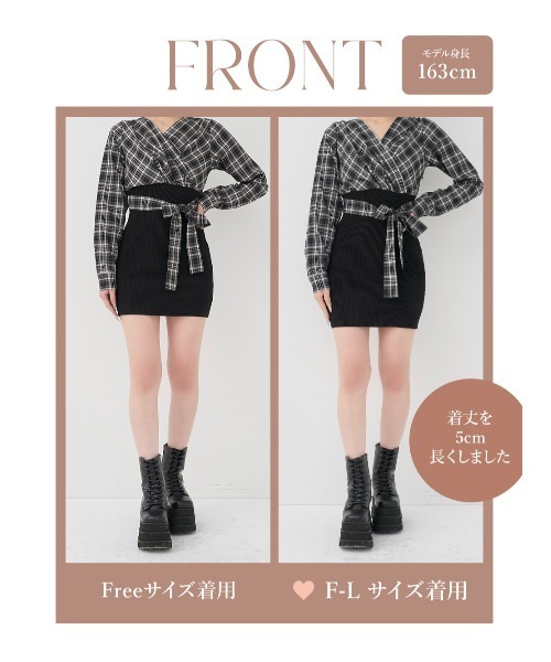 Darich（ダーリッチ） ワンピース カシュクールチェックタイトニット