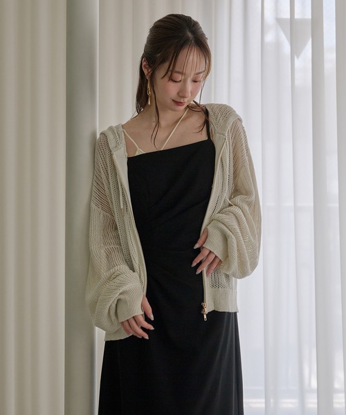 mideal（マイディール） パーカー glitter sheer hoodie / ラメシアー