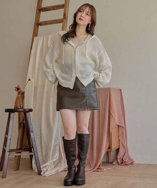 mideal（マイディール） パーカー glitter sheer hoodie / ラメシアー