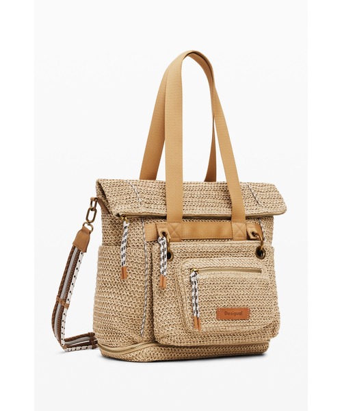 新品✨タグ付き♪デシグアル　定価15,800円　バッグ　大特価‼️ Desigual（デシグアル） デイバック リュック 大きなラフィア多機能