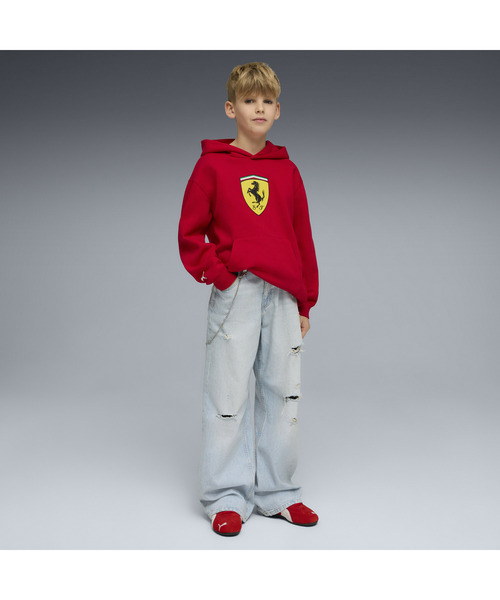 パーカー PUMA プーマ キッズ フェラーリ カラード シールド フーディ 128-164cm Ferrari Ki キッズ 子供服 男の子 女の子の画像