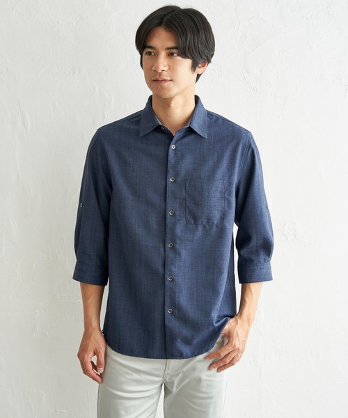 ikka（イッカ） 七分袖 シャツ 速乾ドビー袖2WAYシャツ メンズ