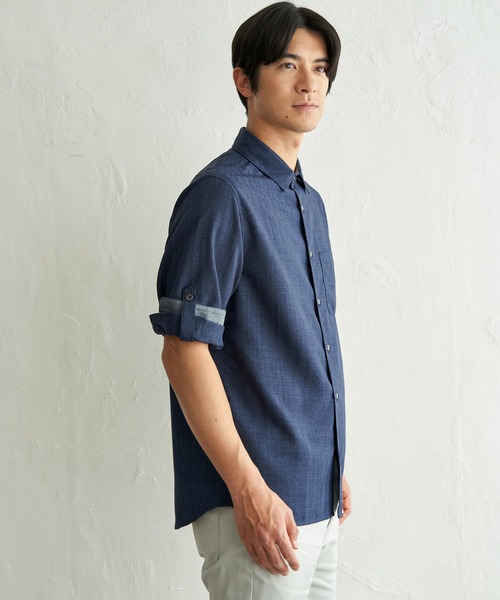 ikka（イッカ） 七分袖 シャツ 速乾ドビー袖2WAYシャツ メンズ