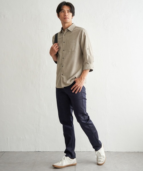 ikka（イッカ） 七分袖 シャツ 速乾ドビー袖2WAYシャツ メンズ