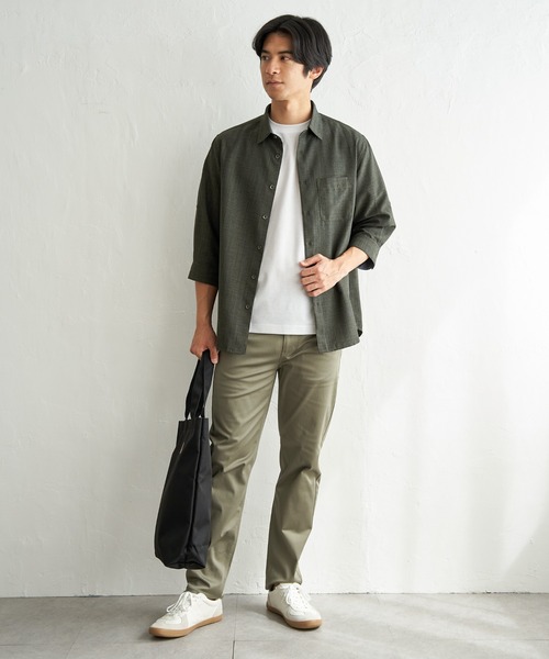 ikka（イッカ） 七分袖 シャツ 速乾ドビー袖2WAYシャツ メンズ