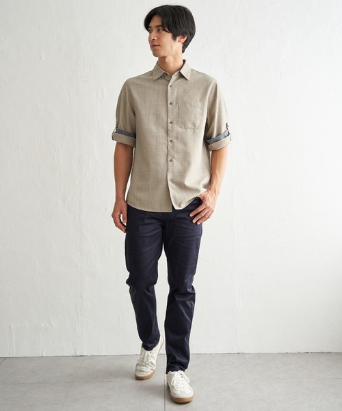 ikka（イッカ） 七分袖 シャツ 速乾ドビー袖2WAYシャツ メンズ