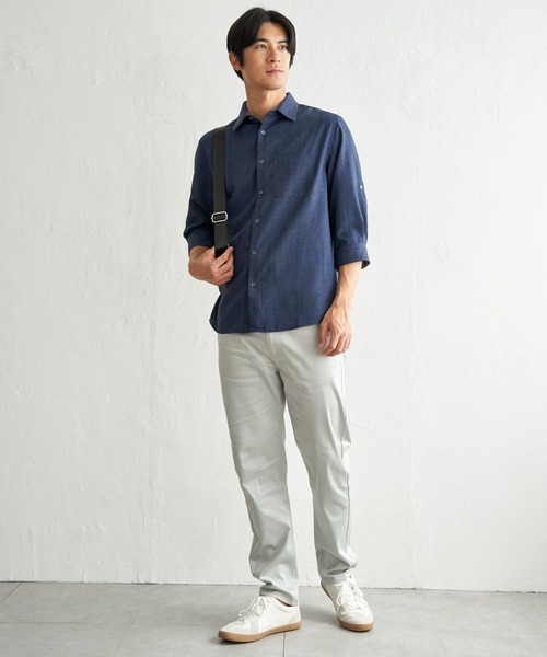 ikka（イッカ） 七分袖 シャツ 速乾ドビー袖2WAYシャツ メンズ