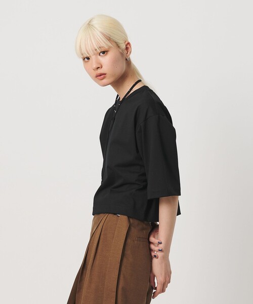 tシャツ コットンポリエステル クロップド Tシャツ レディースの画像